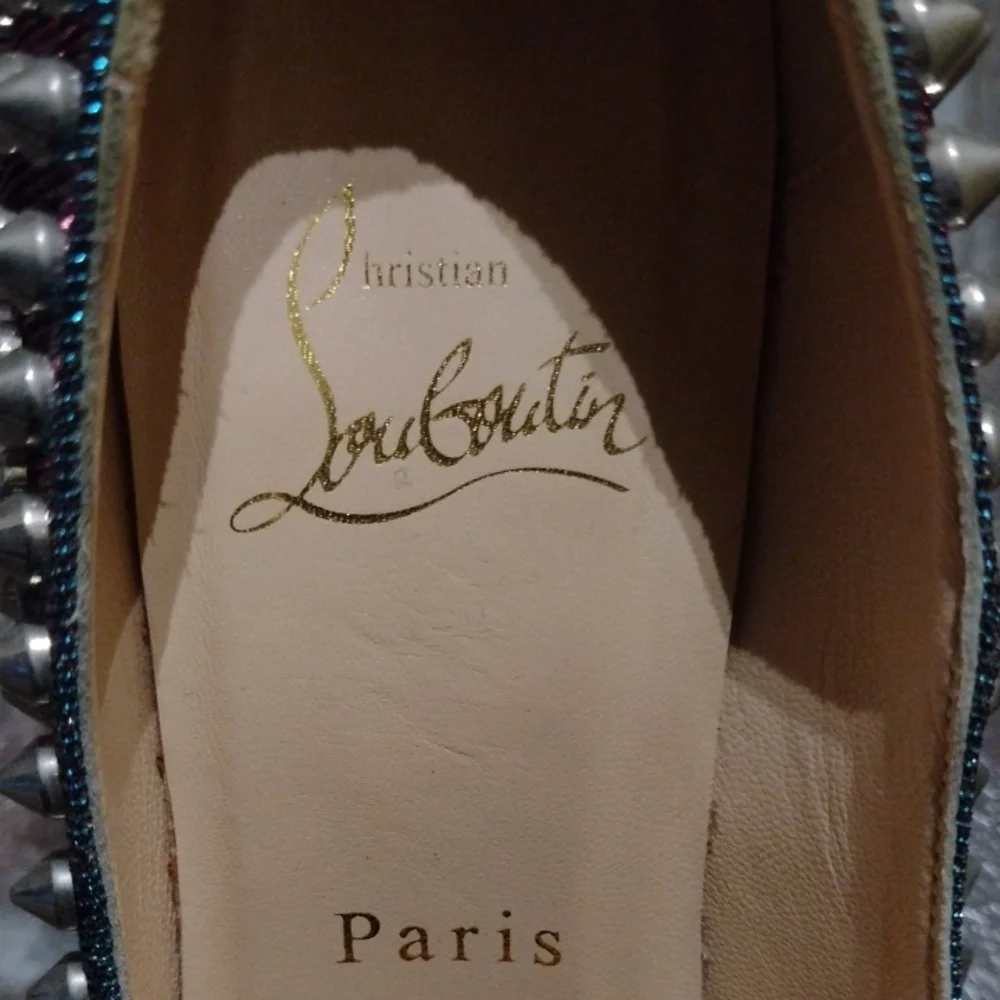 Christian Louboutin Metallic iridescent Studded Studs Pigalle Pump Heel Size 35 - Picture 9 of 12